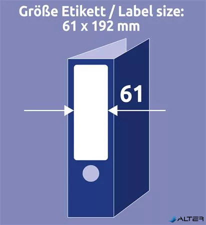 Iratrendező etikett, univerzális, 61x192 mm, AVERY ZWECKFORM, 40 etikett/csomag