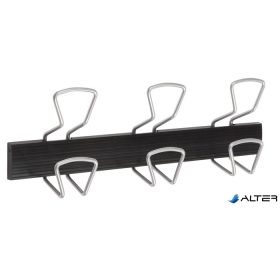   Ruhafogas, fali, fém, 3 db fém akasztóval, ALBA, fekete/ezüst