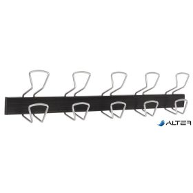   Ruhafogas, fali, fém, 5db fém akasztóval, ALBA, fekete/ezüst