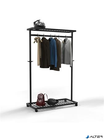 Ruhaállvány, mobil, fém váz, ALBA 'Noko', fekete