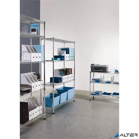 Polcrendszer, fém, 3 polc, 90x90x35 cm, ALBA