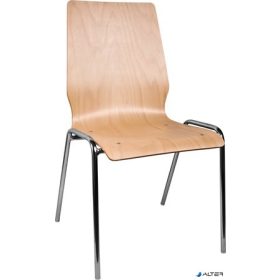   Tárgyalószék, fa ülőlappal, krómozott acélváz '1158 LC'
