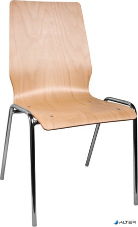 Tárgyalószék, fa ülőlappal, krómozott acélváz "1158 LC"