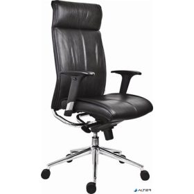   Főnöki szék, bőrborítás, ezüst színű lábkereszt, 'Chicago 600 Adj', fekete