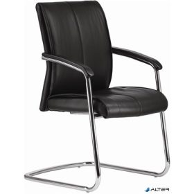   Főnöki tárgyalószék, fekete bőr, krómozott szánkótalppal, 'Chicago '