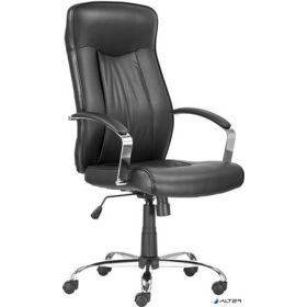   Főnöki szék, műbőr borítás, króm lábkereszt, "Montgomery", fekete