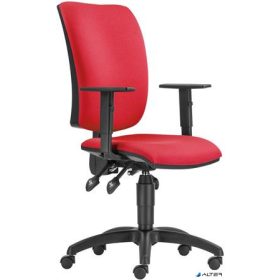   Irodai forgószék, szövetborítás, állítható karfával fekete lábkereszt, "Cinque ASYN", piros