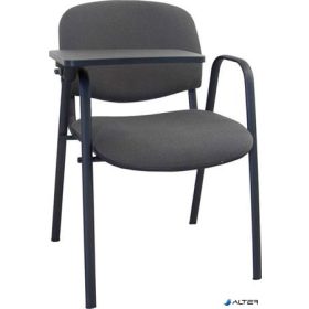   Tárgyalószék, fekete fémváz, kihajtható írótáblával, "Taurus",  fekete-szürke