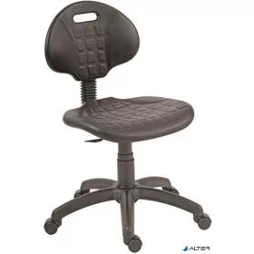   Munkaszék, gázliftes, háttámlás, műanyag ülőfelület és támla, fékező görgőkkel "1290", fekete