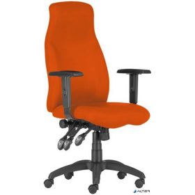   Menedzserszék, szövetborítás, fekete lábkereszt, magas háttámla, "Hufo", narancssárga