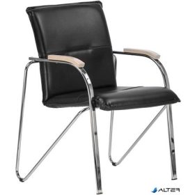   Tárgyalószék, műbőr borítás, krómozott acélváz, bükk karfa, "Sabina", fekete