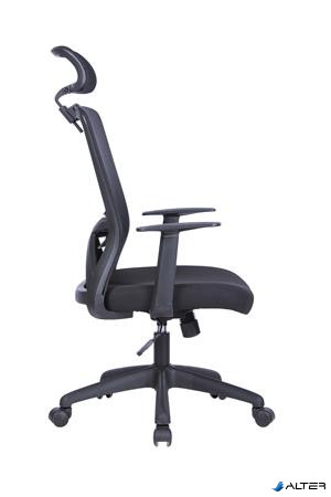 Irodai forgószék, szövetborítás, állítható dőlésszögű fejtámla, "Joy", fekete