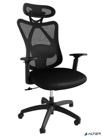 Irodai forgószék, szövetborítás, állítható dőlésszögű fejtámla, "Cope HU", fekete