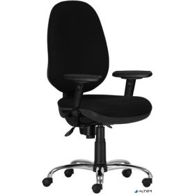   Menedzserszék, szövetborítás, króm lábkereszt, "Estela XXL AR08", fekete