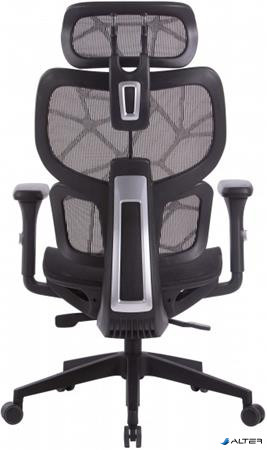 Irodai forgószék, hálós ülőlap és háttámla, fekete műanyag lábkereszt, "Humantech", fekete