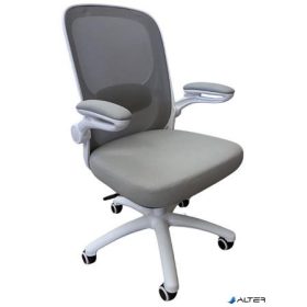   Irodai forgószék, szürke hálós háttámla, szövet ülőlap, fehér műanyag váz és lábkereszt,"Kea"