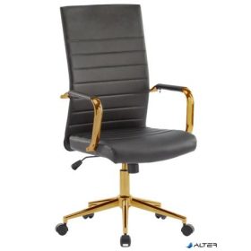   Irodai forgószék, textilbőr borítás, krómozott arany lábkereszt, "Golden 6", fekete