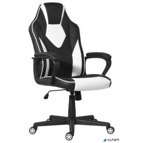   Irodai forgószék, mesh-textilbőr borítás, fekete lábkereszt, párnázott karfa, "Newdale", fekete-fehér