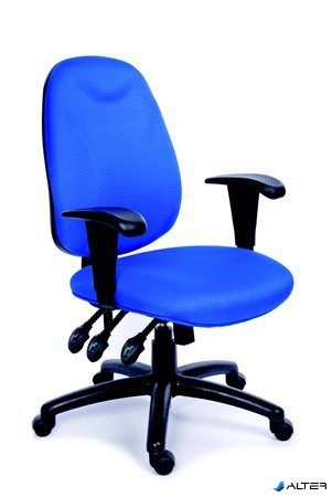 Irodai szék, állítható karfával, exkluzív kék szövetborítás, fekete lábkereszt, MAYAH 'Energetic'