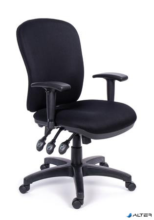 Irodai szék, állítható karfával, fekete gyöngyszövet-borítás, fekete lábkereszt, MAYAH "Super Comfort"