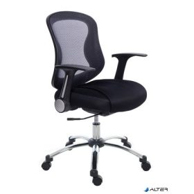   Irodai szék, karfás, fekete szövetborítás, feszített hálós háttámla, króm lábkereszt, MAYAH "Spirit"