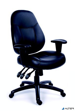 Irodai szék, állítható karfával, fekete bonded bőrborítás, fekete lábkereszt, MAYAH 'Champion'