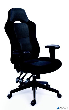 Főnöki szék, fekete/szürke gyöngyszövet-borítás, fekete lábkereszt, MAYAH 'Racer'