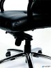 Főnöki szék, hintamechanikával, fekete bőrborítás, króm lábkereszt, MAYAH "Enterprise"