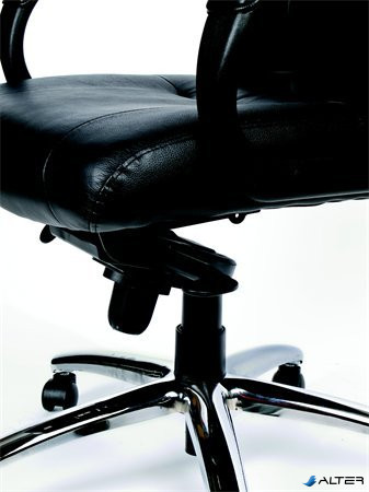 Főnöki szék, hintamechanikával, fekete bőrborítás, króm lábkereszt, MAYAH "Enterprise"