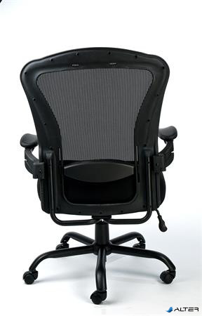 Irodai szék,állítható karfával, fekete szövetborítás, feszített hálós háttámla,fekete lábkereszt, MAYAH "Grande"