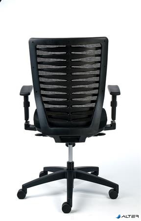 Irodai szék, fekete szövetborítás, feszített hálós háttámla, fekete lábkereszt, MAYAH "Superstar"