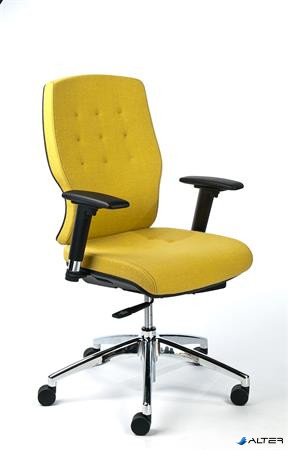 Irodai szék, állítható karfával, sárga szövetborítás, alumínium lábkereszt, MAYAH 'Sunshine'