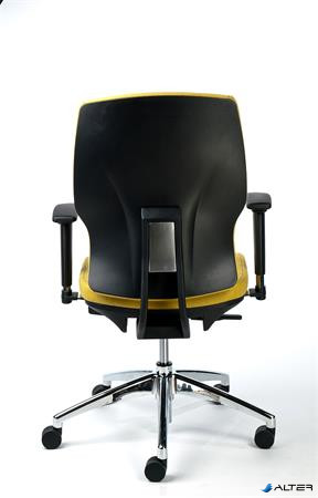 Irodai szék, állítható karfával, sárga szövetborítás, alumínium lábkereszt, MAYAH "Sunshine"