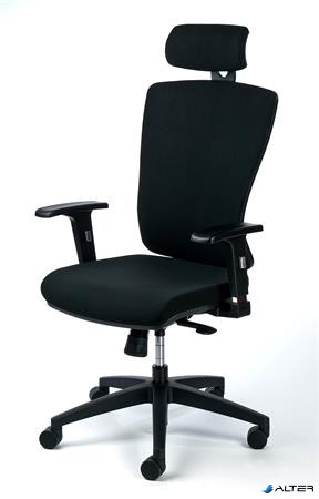 Irodai szék, állítható karfával, fekete szövetborítás, fekete lábkereszt, MAYAH 'Greg'
