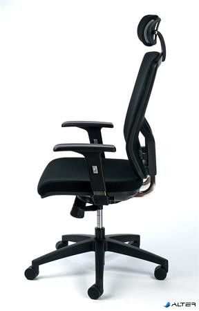 Irodai szék, állítható karfával, fekete szövetborítás, fekete lábkereszt, MAYAH "Greg"