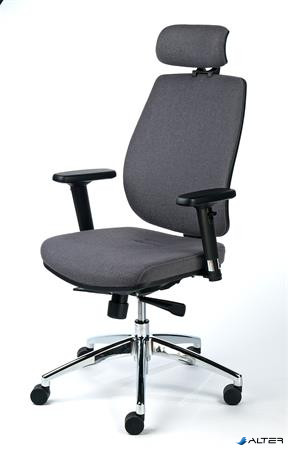 Irodai szék, állítható karfával, szürke szövetborítás, alumínium  lábkereszt, MAYAH 'Grace'