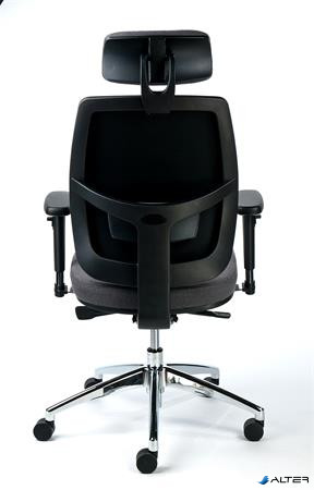 Irodai szék, állítható karfával, szürke szövetborítás, alumínium lábkereszt, MAYAH "Grace"