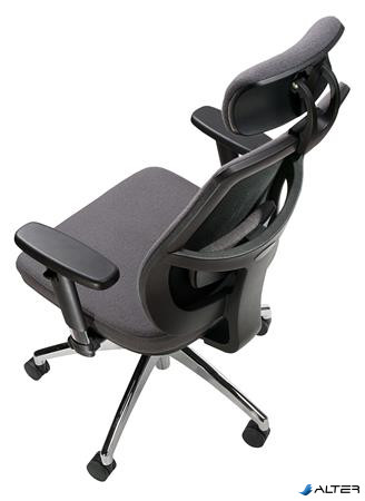 Irodai szék, állítható karfával, szürke szövetborítás, alumínium lábkereszt, MAYAH "Grace"