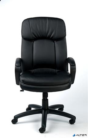 Főnöki szék, hintamechanikával, fekete műbőrborítás, fekete lábkereszt, MAYAH "Duke"