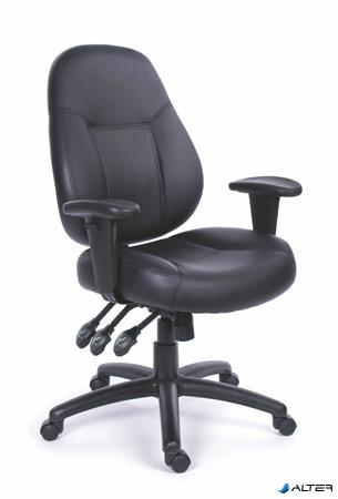 Irodai szék, állítható karfával, fekete, puha bonded bőrborítás, fekete lábkereszt, MAYAH 'Champion Plus'
