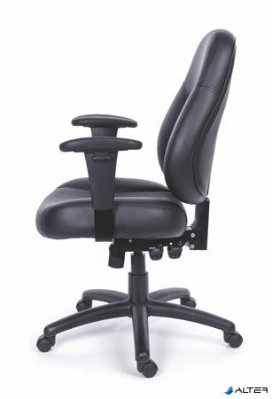 Irodai szék, állítható karfával, fekete, puha bonded bőrborítás, fekete lábkereszt, MAYAH "Champion Plus"