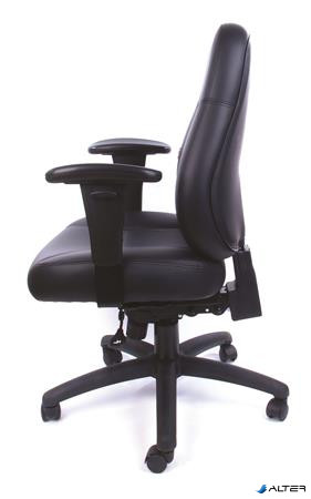 Irodai szék, állítható karfával, fekete, puha bonded bőrborítás, fekete lábkereszt, MAYAH "Super Champion"