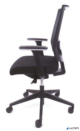 Irodai szék, fekete szövetborítás, feszített hálós háttámla, fekete lábkereszt, MAYAH "Star"