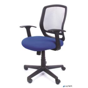   Irodai szék, karfás, kék szövetborítás, feszített hálós háttámla, fekete lábkereszt, MAYAH "Fun"