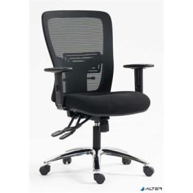   Irodai szék, karfás, fekete szövetborítás, feszített hálós háttámla, fekete lábkereszt, MAYAH "HD", fekete