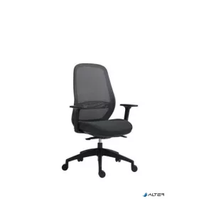   Irodai szék, karfás, fekete szövetborítás, feszített hálós háttámla, fekete lábkereszt, MAYAH "Mid Chair II", fekete