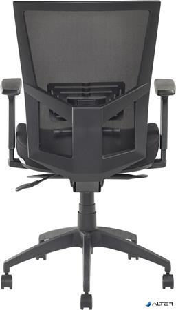 Irodai szék, karfás, fekete szövetborítás, feszített hálós háttámla, fekete lábkereszt, MAYAH "Radar III", fekete