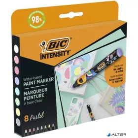   Dekormarker készlet, 1,5 - 2,3 mm, BIC "Paint marker", 8 különböző pasztell szín