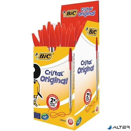 Golyóstoll, 0,32 mm, kupakos, BIC "Cristal Original", piros