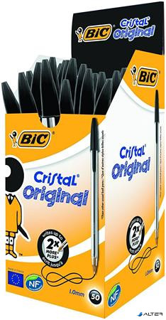 Golyóstoll, 0,32 mm, kupakos, BIC "Cristal Original", fekete